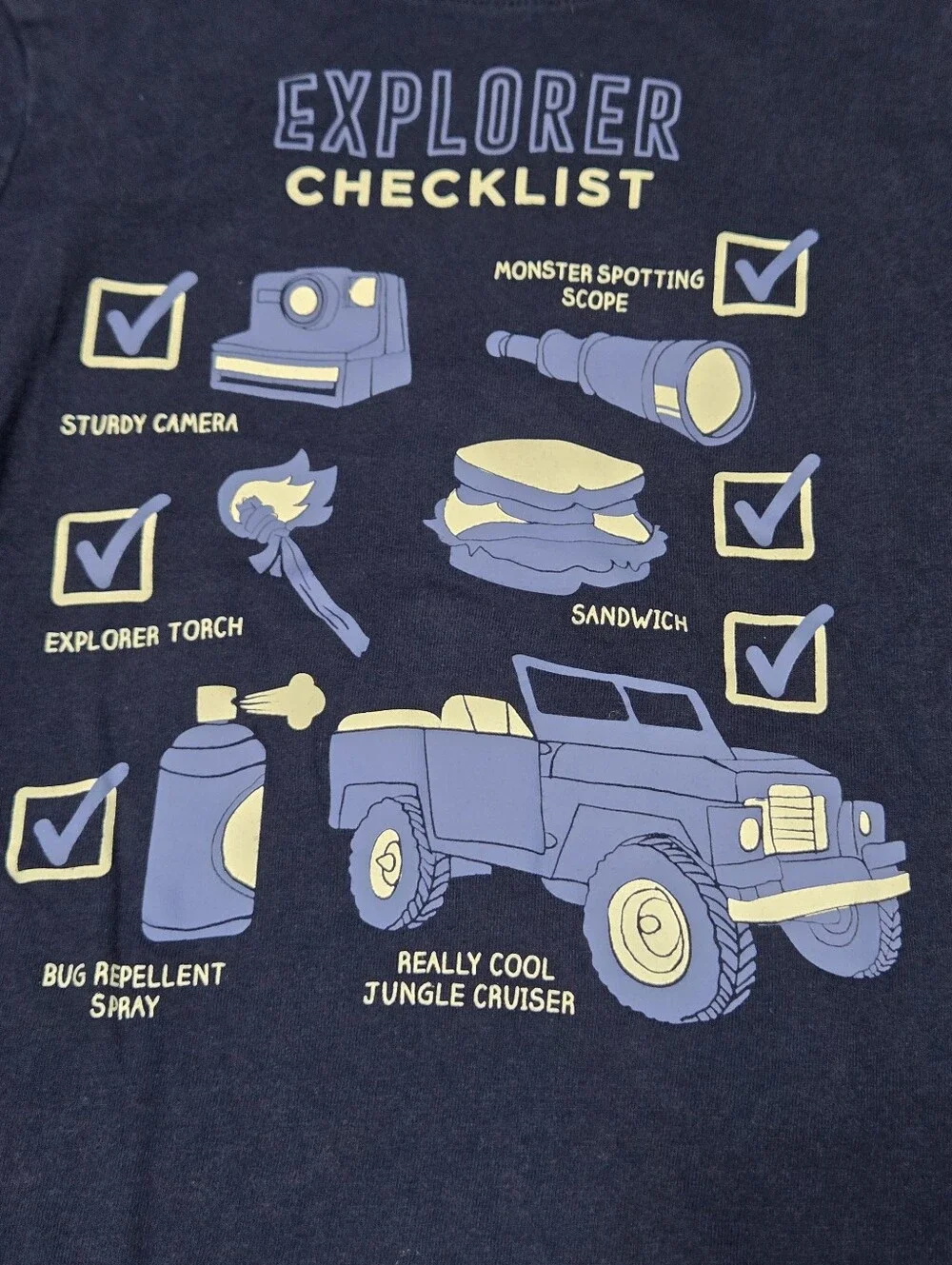 Toddler 2T long sleeves top, EXPLORER CHECKLIST